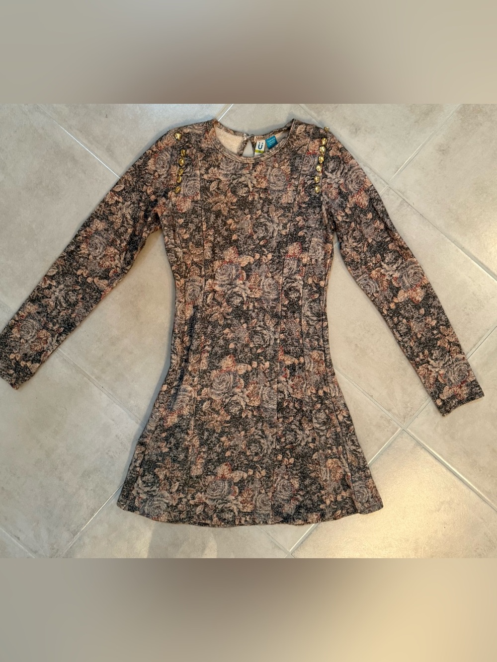 Blu by Blu Grey Cream Dress Sz 14 NWOT